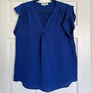 Chaus Women's Royal Blue Flutter Sleeve Blouse